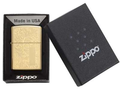 Зажигалка ZIPPO Venetian® с покрытием High Polish Brass под нанесение логотипа