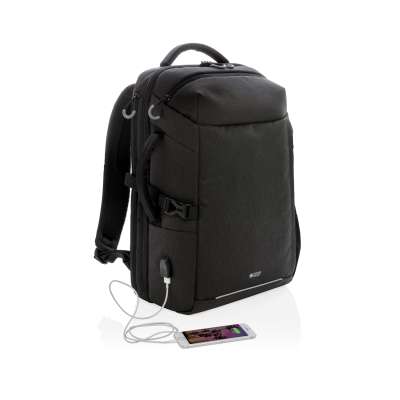 Рюкзак для путешествий Swiss Peak XXL Weekend с RFID защитой и разъемом USB, черный под нанесение логотипа