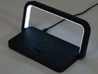 Беспроводная зарядка с лампой Robo, 10 Вт под нанесение логотипа