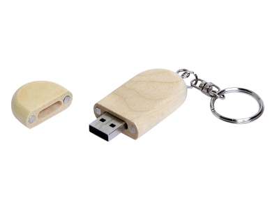 USB 2.0- флешка на 8 Гб овальной формы и колпачком с магнитом под нанесение логотипа