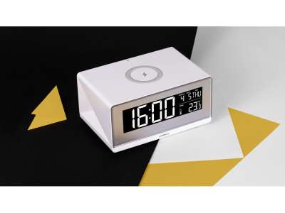 Часы с беспроводным зарядным устройством Timebox 2 под нанесение логотипа
