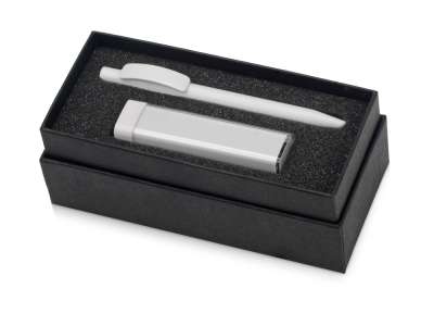 Подарочный набор White top с ручкой и зарядным устройством под нанесение логотипа