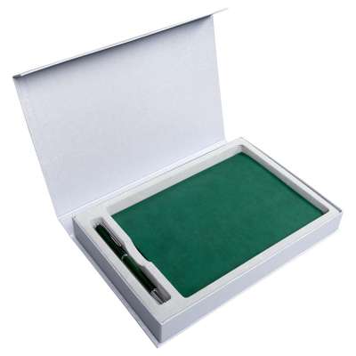 Коробка Silk с ложементом под ежедневник и ручку под нанесение логотипа