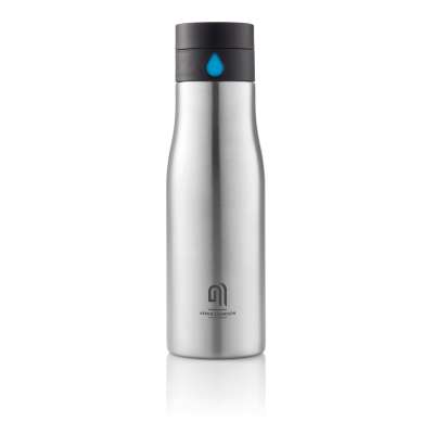 Бутылка для воды Aqua, серебряная под нанесение логотипа