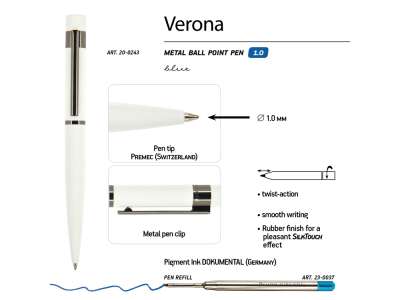 Ручка металлическая шариковая Verona под нанесение логотипа