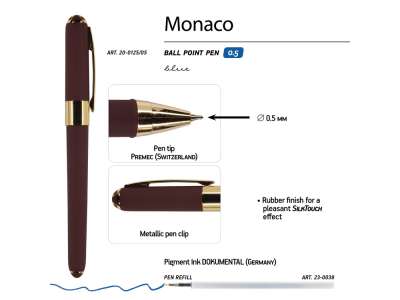 Ручка пластиковая шариковая Monaco под нанесение логотипа