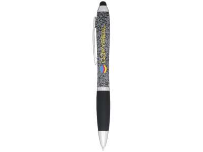 Ручка-стилус пластиковая шариковая Nash крапчатая под нанесение логотипа