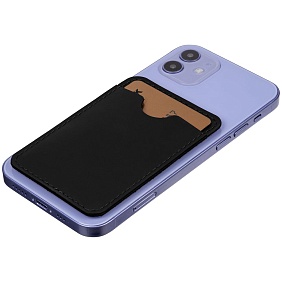 Чехол для карты на телефон Alaska, черный с логотипом, рис. 4 — Кредитницы BIZGIFT