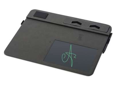 Многофункциональный коврик для мыши Multi Pad с беспроводной зарядкой и LCD экраном, 10 Вт под нанесение логотипа