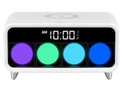 Часы с беспроводным зарядным устройством Timebox 1 под нанесение логотипа