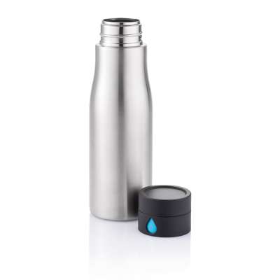 Бутылка для воды Aqua, серебряная под нанесение логотипа