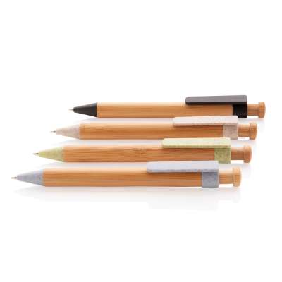 Бамбуковая ручка с клипом из пшеничной соломы под нанесение логотипа