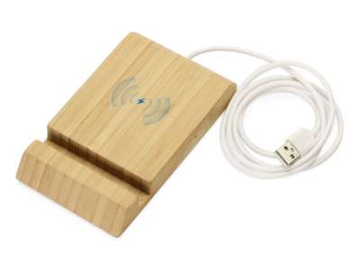 Беспроводное зарядное устройство из бамбука Jetty, 10 Вт под нанесение логотипа