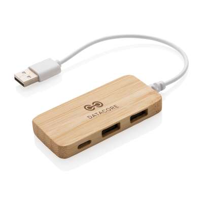 USB-хаб Bamboo с Type-C под нанесение логотипа