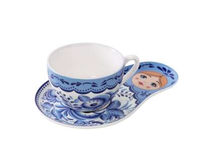 Набор чайный Гжель: чайная пара, чай под нанесение логотипа