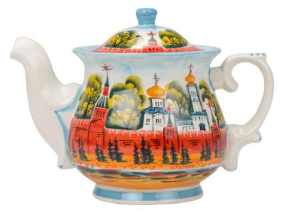 Подарочный набор Кремлевский: кукла на чайник, чайник заварной с росписью под нанесение логотипа