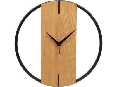 Деревянные часы с металлическим ободом Time Wheel под нанесение логотипа