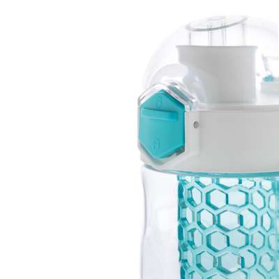 Герметичная бутылка для воды с контейнером для фруктов Honeycomb, бирюзовый под нанесение логотипа