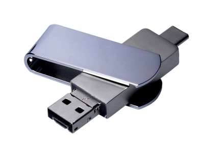 USB 2.0-флешка на 16 Гб 3-в-1 с разъемами Micro USB и USB-C под нанесение логотипа
