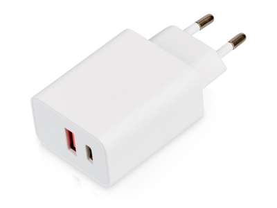 Сетевое зарядное устройство c выходами USB-A и USB-C Recharger, 10 Вт под нанесение логотипа