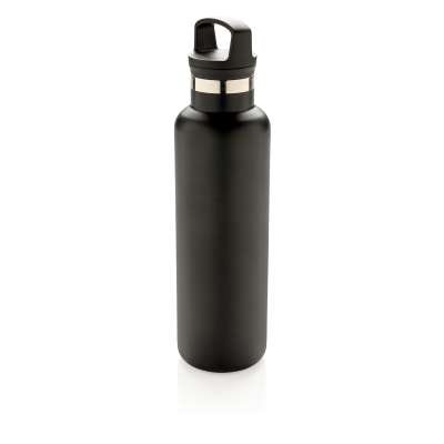 Герметичная вакуумная бутылка, черная под нанесение логотипа