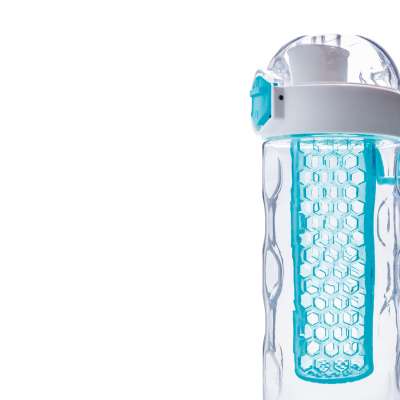 Герметичная бутылка для воды с контейнером для фруктов Honeycomb, бирюзовый под нанесение логотипа